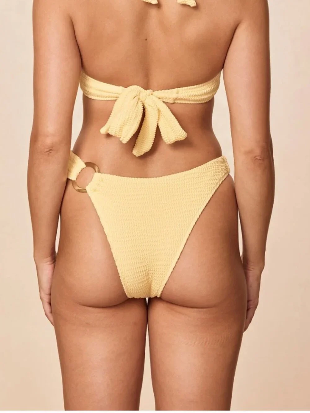 Monday Swimwear Bronte Bottom - Yellow Crinkle - V